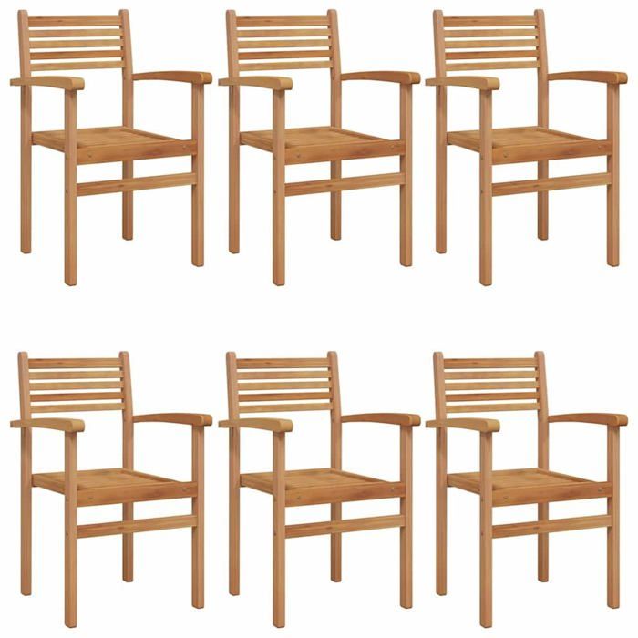 vidaXL Chaises empilables de jardin 6 pcs 55 5 x 55 5 x 90 cm - vue 2