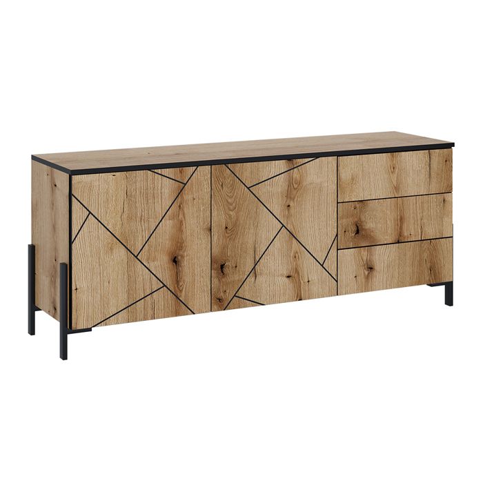 Meuble TV Hatto 150x60cm avec portes et tiroirs Chêne Vicco 56520 Meuble TV Hatto 150x60cm avec portes et tiroirs Chêne Vicco 56520