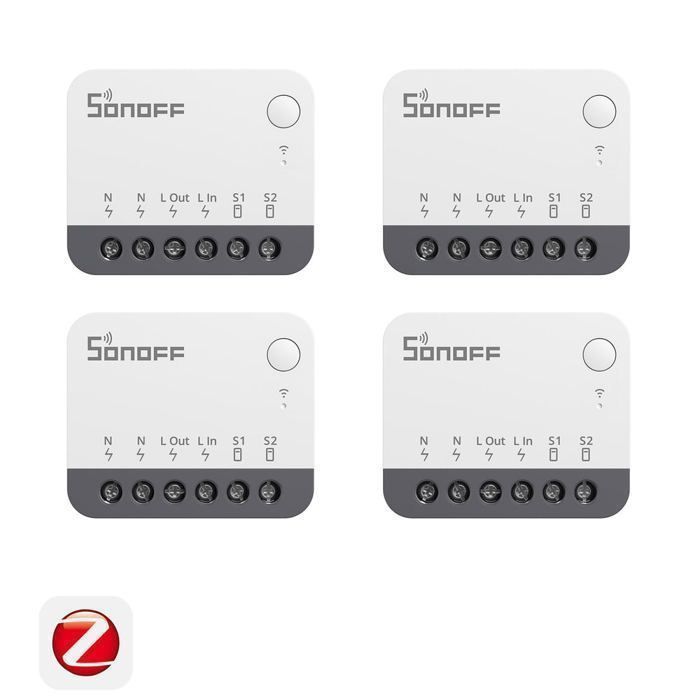 SONOFF Lot de 4 ZBMINI Interrupteur Intelligent Zigbee Extrême ZBMINIR2 Ultra-compacte Support dinterrupteur externe