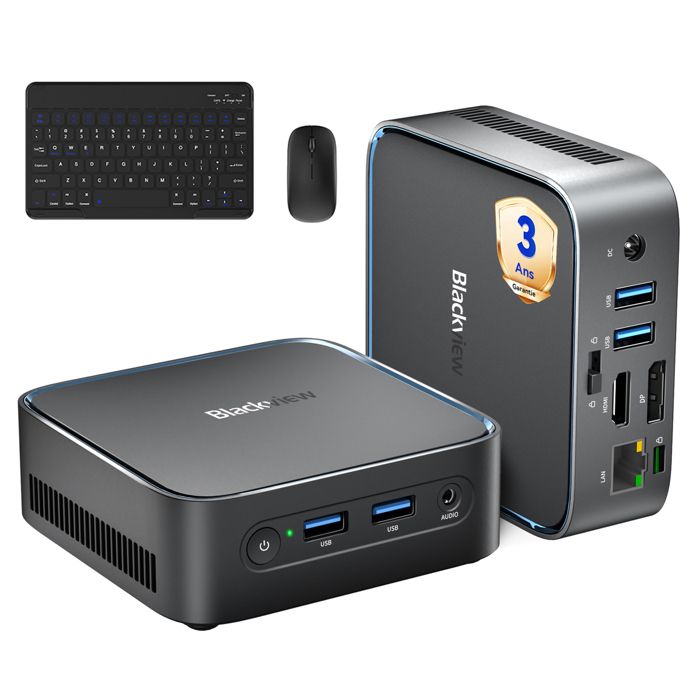 Blackview MP50 Mini PC - 16Go DDR4 - 512Go SSD - Windows 11 Pro - AMD 3500U 3.7GHz - 4K HD Double WiFi5 Gigabit Ethernet HDMI Noir