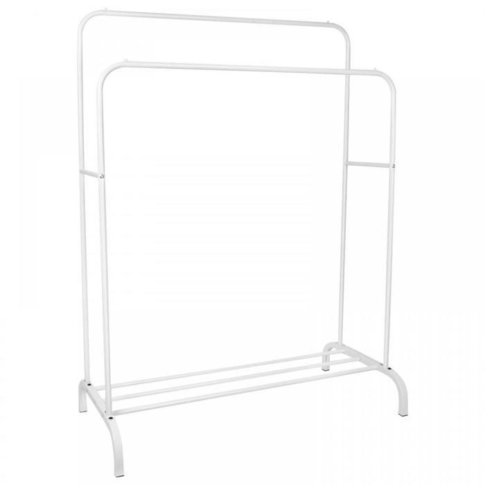 KEDIA Porte-vêtements Multifonctionnel Avec Double Pôle étagère de Rangement Blanc 145-125*110*54cm Style Contemporain