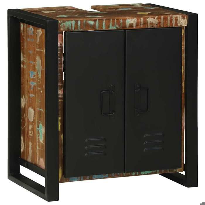 BEAU®Marron Cabinet/Meuble sous évier - ZENCORE - avec stockage - Contemporain - Marron 55x35x60cm Bois Recyclé Solide 8842517