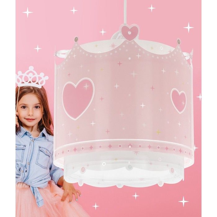 Dalber Lustre et lampe suspension enfant Little Queen couronne et coeurs enfants