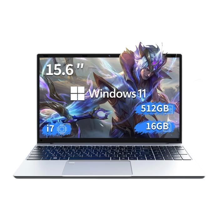 PC portable-15.6Intel Celeron I7(4C/4TJusquà 29 GHz)16Go RAM DDR4 512Go SSDWindows 11PROWiFi5HDMI，Ordinateur Portable
