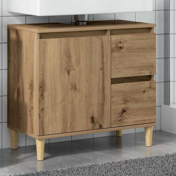 Joli & Fonctionnel - Armoire lavabo - Support Lavabo - chêne artisanal 65x33x60 cm bois dingénierie kda2247863