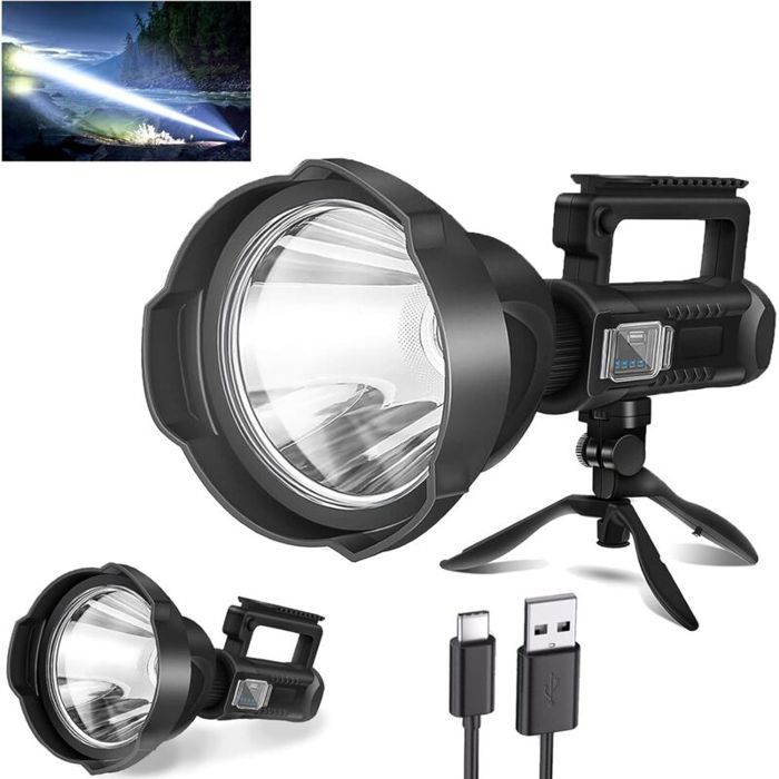 Projecteur LED rechargeable 3 000 000 lumens lampe torche dextérieur super lumineuse puissante et longue portée avec 4 modes