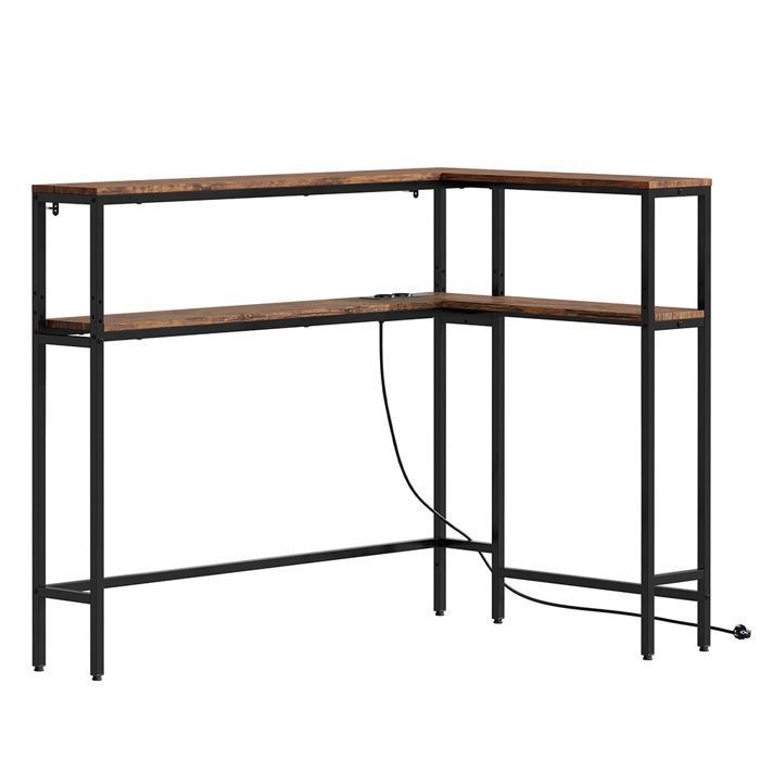 Console dentrée industrielle - SOBUY - Design en L - Double niveau - 2 étagères - Prise électrique intégrée Console dentrée industrielle - SOBUY - Design en L - Double niveau - 2 étagères - Prise électrique intégrée