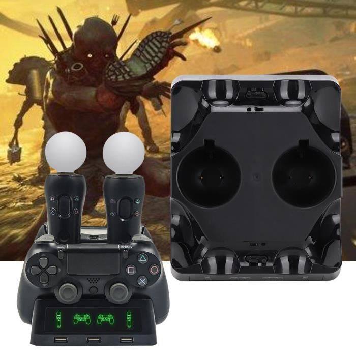 PS4 Charging Station - Holds 4 Controllers (VR/Move Compatible) With LED Indicators
