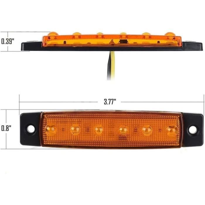 YUK Lot De 10 Feux De Gabarit LED Ambre 9,7 Cm - 6 LED Marqueurs Latéraux Pour Camions, Remorques Et RV