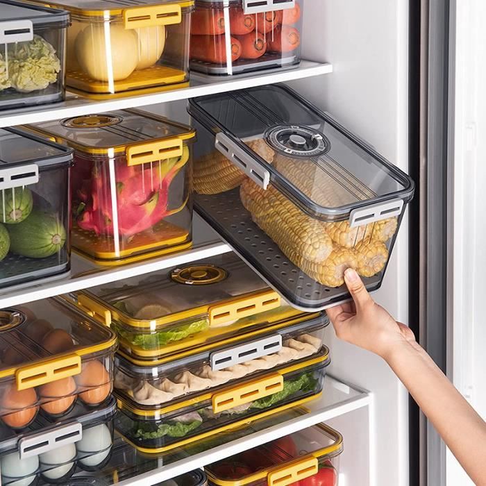 Bac Rangement Frigo et Placard Organisateur de réfrigérateur empilable,  boîte pour aliments transparente armoires étagères cui[727] - Cdiscount  Maison