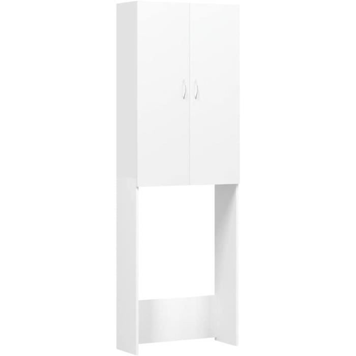 Armoire Haute Pour Machine à Laver 180x64x30cm - Blanc Chêne Sonoma, 4 Étages, Rangement Salle De Bain