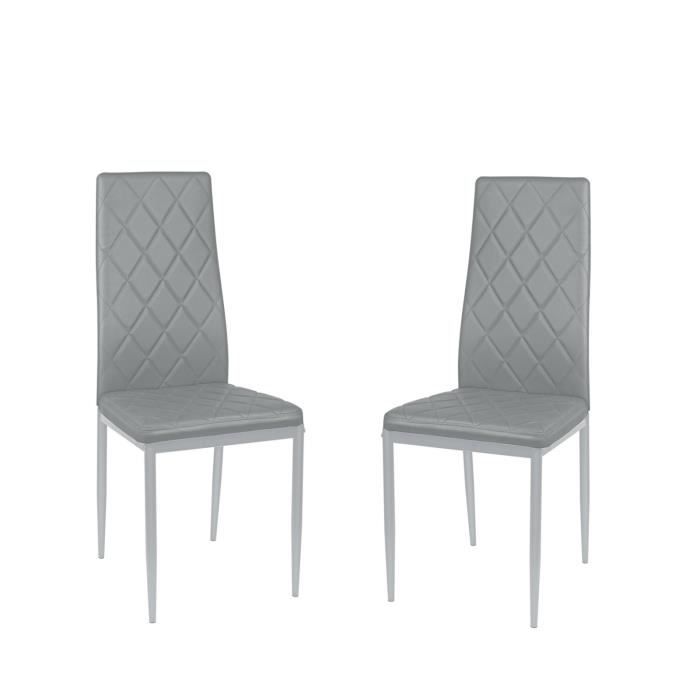 chaises de salle à manger - shenglimeii - 2 chaises de chambre - gris clair - avec cuir écologique importé