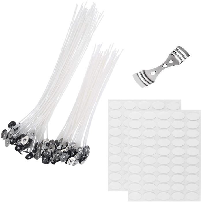 Lot de 100 mèches de bougie pour bougies avec porte-mèche en bois 5