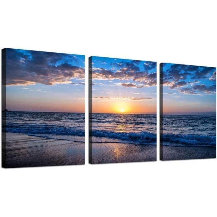 dsdsgog Grand paysage impressions sur toile peinture salon mer lever du soleil mouettes volantes paysage affiches pour la maison mur Art décoration 50x150 cm sans cadre