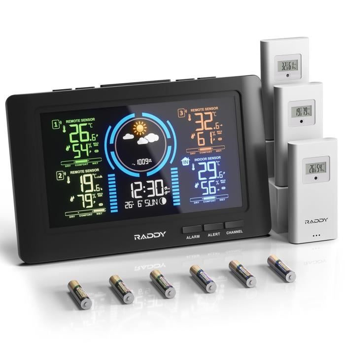 Station Météo Wi-Fi Raddy 10" - écran Couleur, Capteur 7-en-1, Prévisions 5 Jours, Qualité Air PM2.5