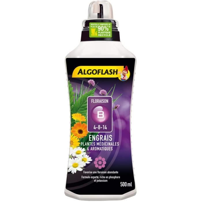 Engrais pour fleurs ALGOFLASH Engrais Plantes Médicinales & Aromatiques B Floraison 500 ml, ALITHEB500 42620