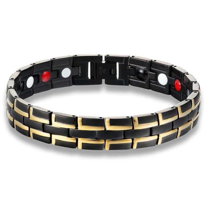 Bracelet Hommes- Accessoires de mode Hommes Noir Aimant Acier au titane Bracelet dénergie