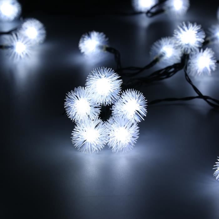 Blanc Froid Guirlande Lumineuse 5 M 30 Leds Forme De Pissenlit Boule Energie Solaire Pour Extérieur Déco Jardin Noël Mariage Fête