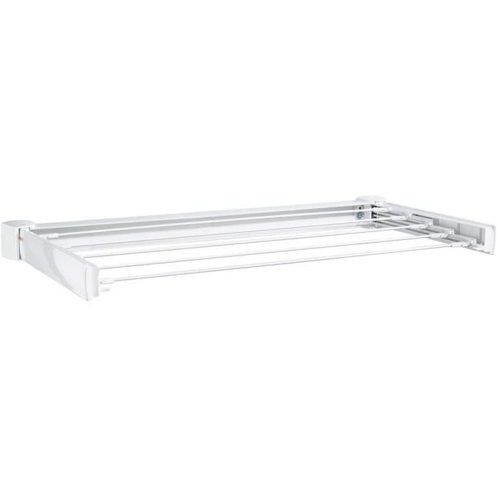 Erica Séchoir Mural BEDA 100x50cm - Étendoir à Linge Dépliable 20kg 100% Inoxydable Blanc