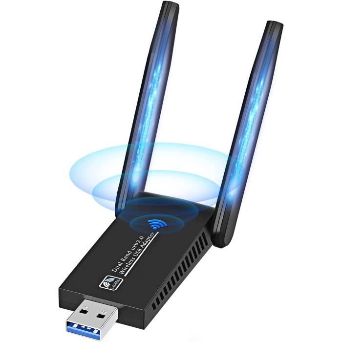 Clé WiFi Puissante AC1300 Mbps, Cle WiFi USB 3.0, Double Bande Adaptateur USB WiFi, 2.4G 5GHz