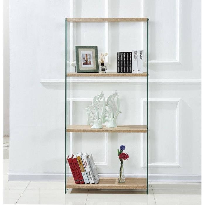 Étagère bibliothèque en verre et bois MDF - ICE L Étagère bibliothèque en verre et bois MDF - ICE L