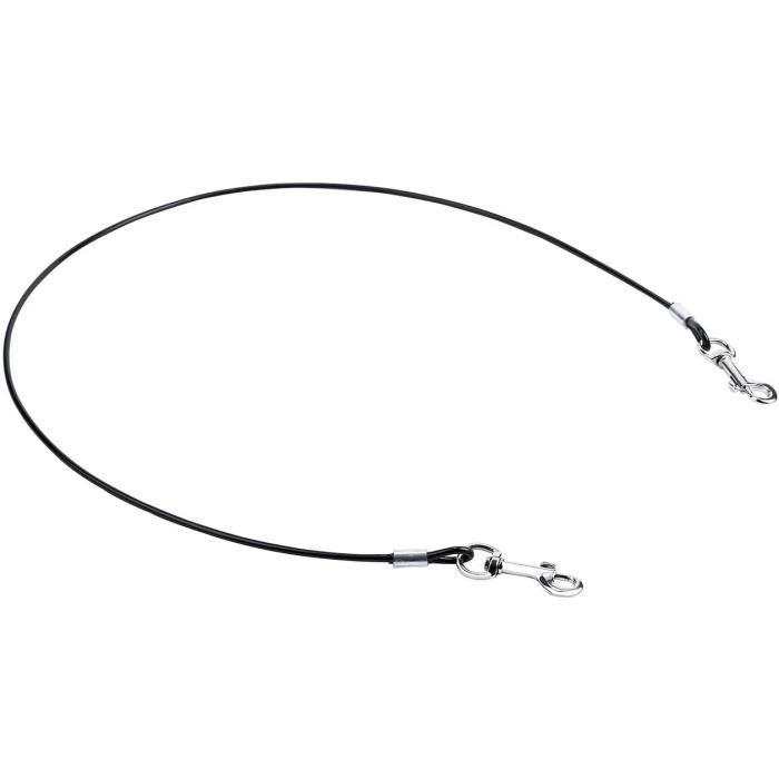Volumoon Lot De 2 Ceintures Sécurité Chien - Anti-Mastication Acier - Double Clip - 60cm - Pour Voyage Voiture Sécurisé
