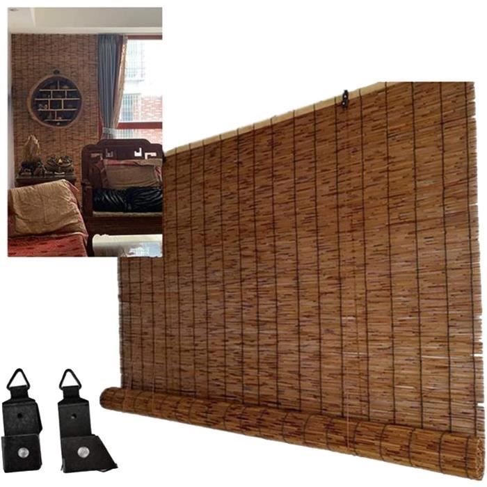Store Enrouleur Bambou, Rideau De Roseau, Store Extérieur en Bois, Fixation Au Mur Et Au Plafond