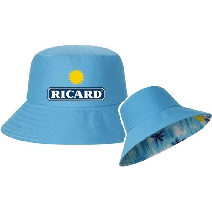Casquette, chapeau, bob Ricard bleu clair réversible - Rick