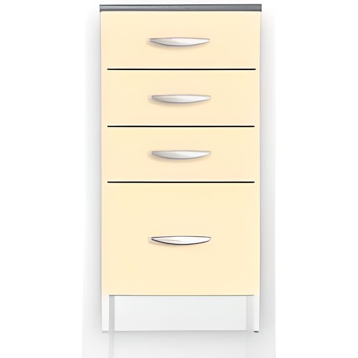 Meuble cuisine bas 40 cm 4 tiroirs OXANE crème - Cdiscount Maison