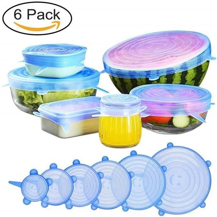 Silicone Couvercles Durable Réutilisable Aliments sauver Housse Chaleur Résistant s'adapte à toutes les tailles 6pc Silicone Couvercles Durable Réutilisable Aliments sauver Housse Chaleur Résistant s'adapte à toutes les tailles 6pc