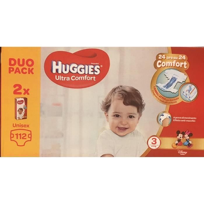 Huggies Couches ultra confortables taille 3 3440 g 3 x 36 4 – 9 kg lot de 108 couches 