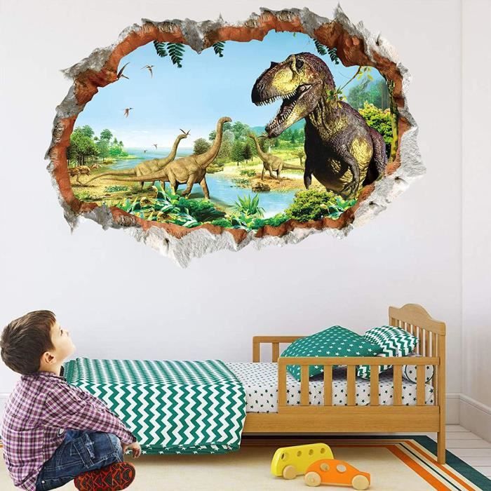 3D Stickers Muraux Dinosaure,Dinosaure 3D Sticker Mural Enfants,Chambres  Garçon Chambre Décoration,Stickers Muraux Affiche Papier - Cdiscount Maison