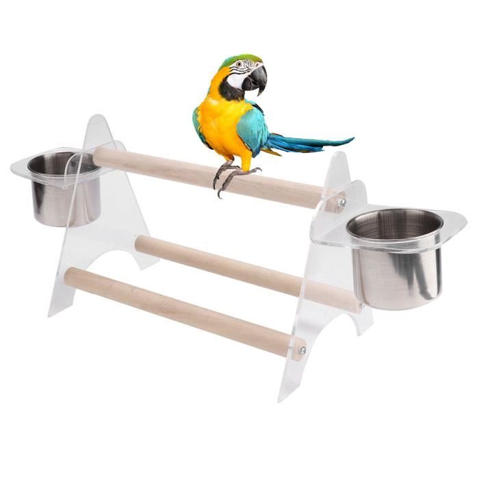 Cage à oiseaux pour perroquet - Bird Perch - Plate-forme polyvalente - Bois et plastique de qualité supérieure