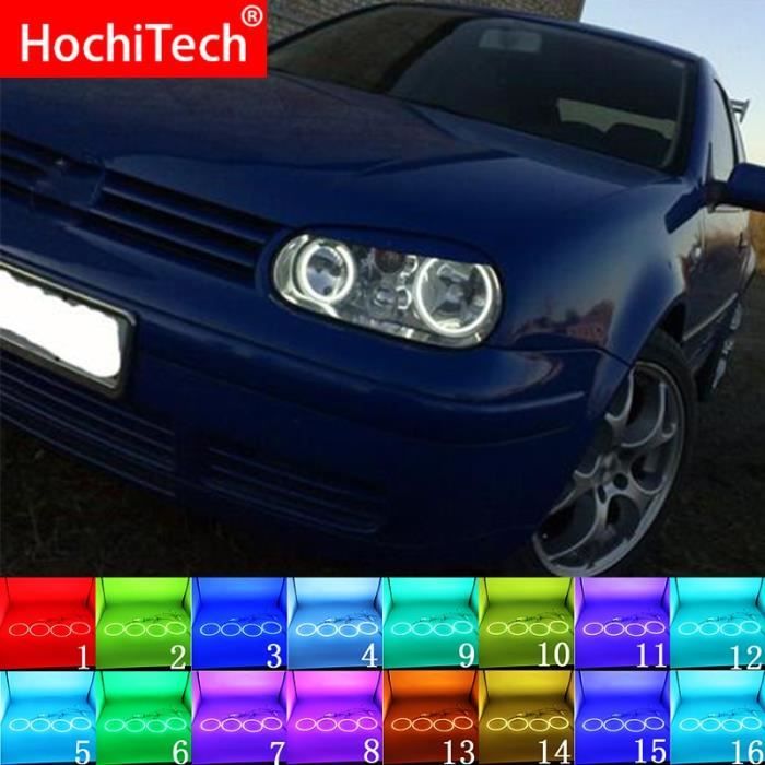 Multi color RGB LED Angel Eyes Halo Ring Eye DRL RF télécommande pour Volkswagen VW Golf MK4 R32 VR6 CABRIO A
