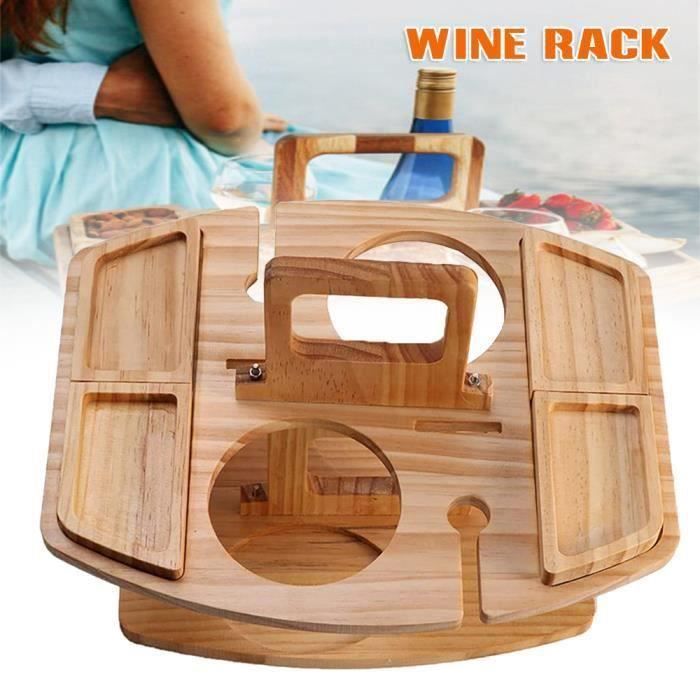 Porte-verre à Vin Portable - Support Extérieur Avec 3 Attaches - Pour Pique-nique, Bateau, Concert - Noir