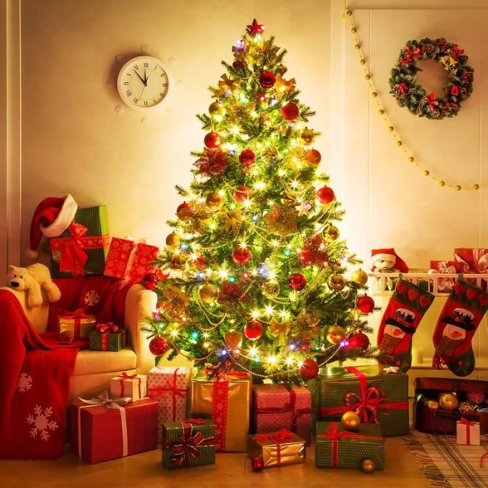 BMOT Sapin de Noël Artificiel Lumineux LED Lumière 8 Modes d’Éclairage