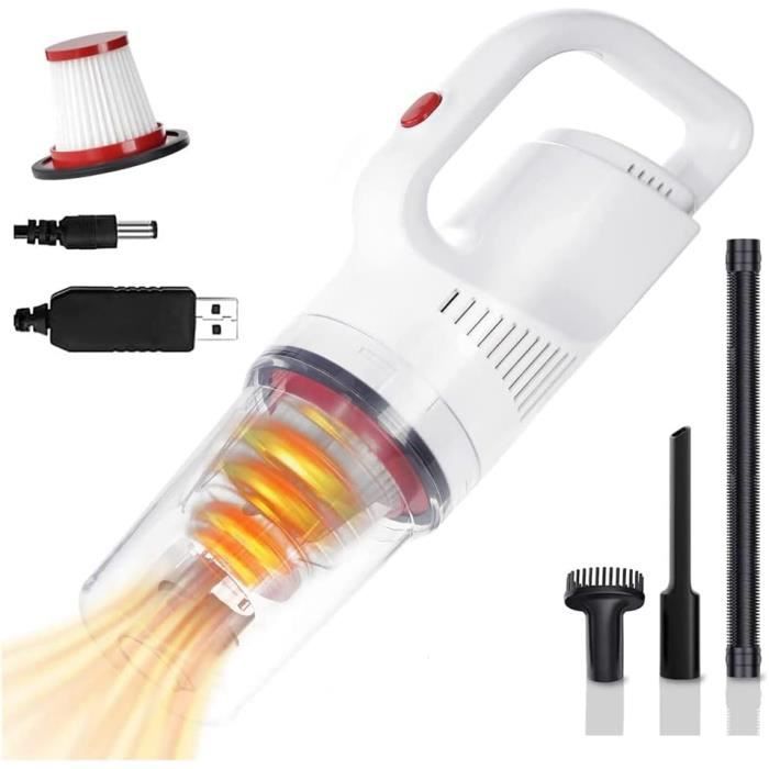DkevEu Aspirateur à Main 20000 Pa 3 in 1 Chargement USB Aspirateur Voiture à 3 Vitesses Mini Aspirateur sans Fil pour La Voiture, La Maison, La Cuisine, Les Poils d'animaux