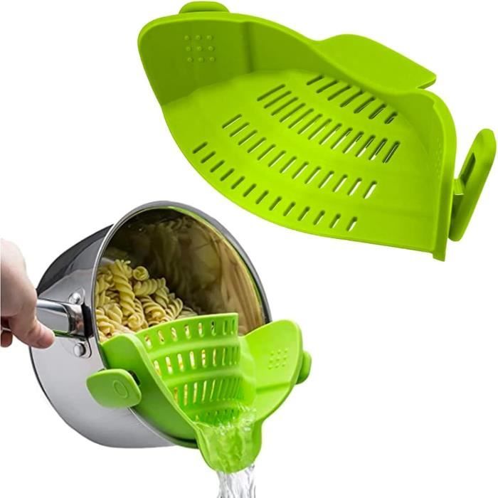 Passoire Multifonction 27 Cm Vert - Égouttoir Pâtes Légumes Avec Poignées Ergonomiques Et Ouverture Fond Pratique