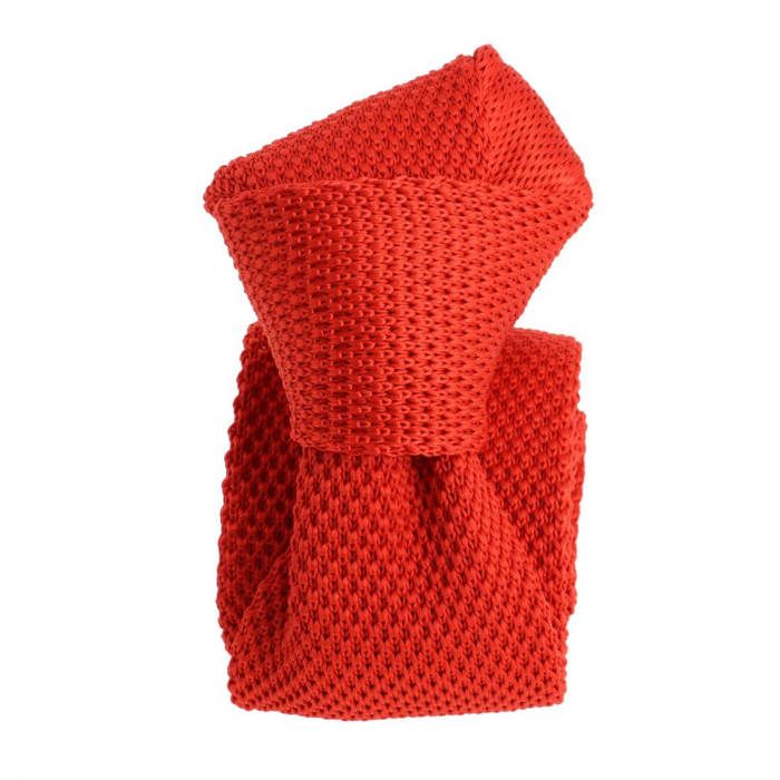 Cravate Tricot Charles Le Jeune - Microfibre Marron Rayé - Pointe Carrée 5,5x144cm