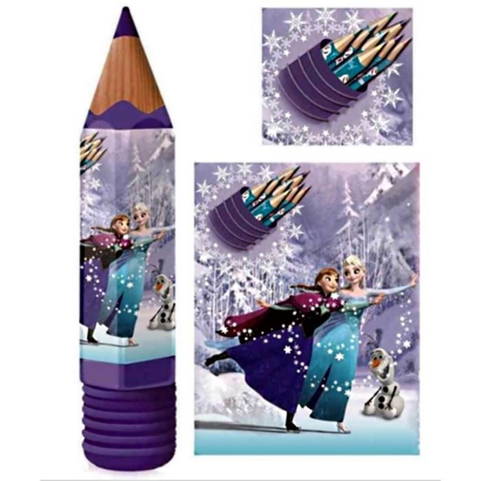 La Reine des neiges SRV Hub® Lot de 24 crayons de couleur La Reine des Neiges couleurs cirées durables et durables non toxiques et sans danger pour les enfants de 3 ans et plus 