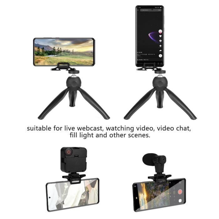 VBESTLIFE Pince De Téléphone Pour Caméra Trépied De Bureau Compatible Avec Téléphone Portable 6~10cm Pince De Fixation Pour Téléphone