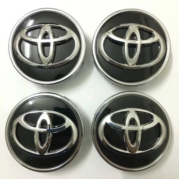 Centre Roue 4×OD62mm Toyota Cache Moyeux Pour Badge Logo Noir