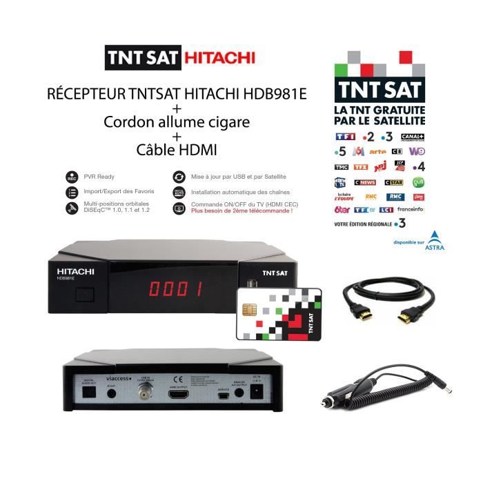 Récepteur TNTSAT Hitachi HDB981E PVR Ready HDMI Cordon Allume Cigare