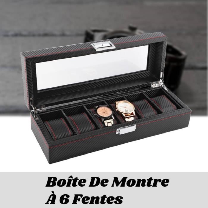 Coffret De Rangement Pour 10 Montres - Boîte à Montre En Simili Cuir Noir, Présentoir Vitrine