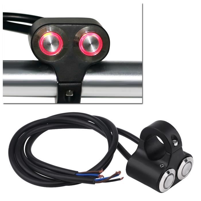 Interrupteur Guidon Moto 12V Universel 7/8" (22mm) - Double Fonction Phare/anti-brouillard, étanche, Voyant Vert