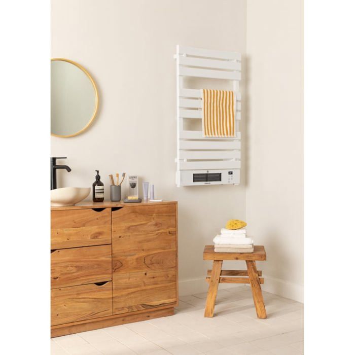 CREATE Warm Towel Pro - Porte-Serviettes Électrique Chauffant Avec Chauffage Céramique WiFi, Blanc, 500-1500W, Technologie PTC, 101x13x55cm