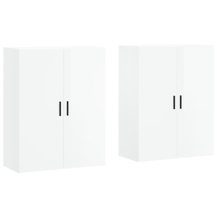 DbaiyiDdis Armoires murales 2 pcs blanc brillant 69,5x34x90 cm
