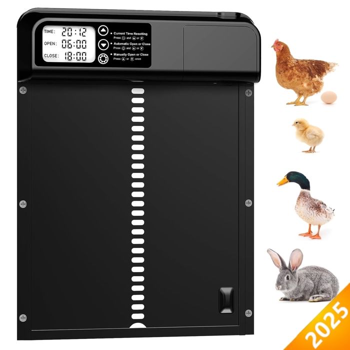 Comparer les prix de KENLUMO Porte Automatique Poulailler avec Minuterie Anti-pincement , IP45 Porte Poulailler Automatique Tout en Alliage d'aluminium