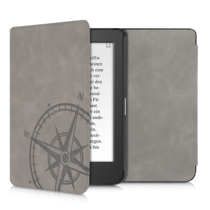 Éui Liseuse Kobo Nia Kwmobile - Housse Feutre Magnétique Cœur Peint Blanc-Gris Foncé