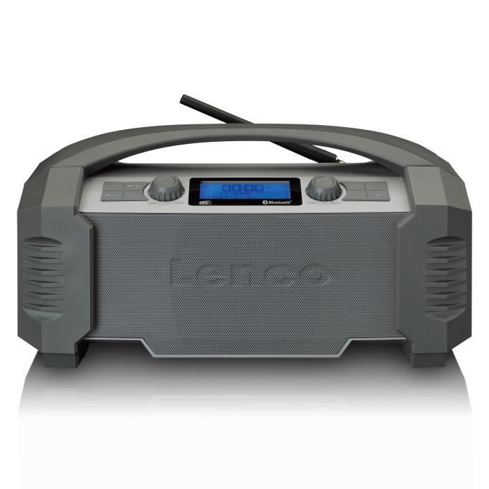 Lenco ODR-160BK Outdoor-radio, DAB /FM-radio, bluetooth-luidspreker, schokbestendig en waterdicht, SD-kaartlezer, AUX-in, 35 W RMS, 20 uur batterijduur, USB-oplaadfunctie